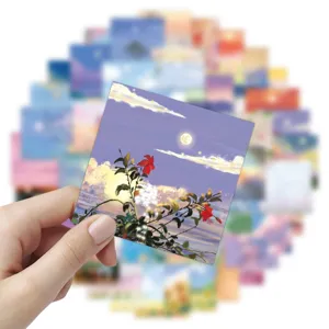 Healing nature landscape stickers oil painting style DIY phone case water cup decor 60pcs