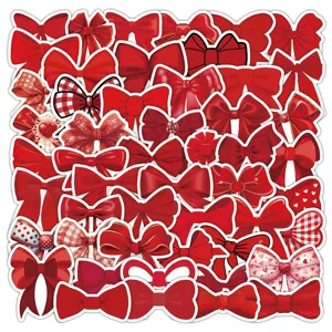 54pcs Red Bow Stickers Cute Bowknot Decals Aesthetic Vinyl Stickers for Phone Laptop DIY