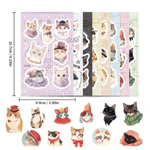 Cute cartoon cat stickers aesthetic decorative adhesive sheets for journaling phone case notebook.
