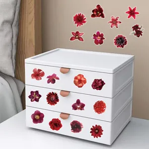 Autocollants fleurs rouges, 62 pièces décalcomanies florales esthétiques pour carnet scrapbooking.