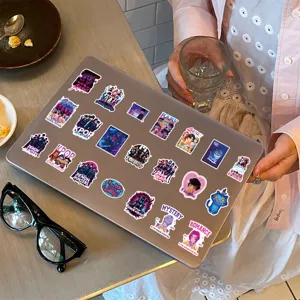 Details of KPOP demon hunters anime graffiti stickers for laptop and phone case decor.