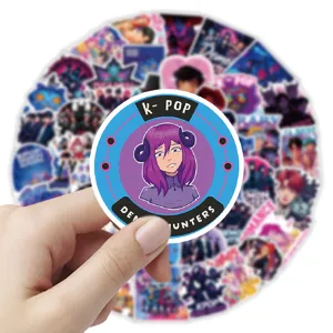 K-POP demon hunters anime graffiti sticker detail view, waterproof decorative decal for phone.