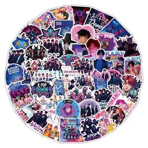 50pcs K-POP Demon Hunters anime waterproof graffiti stickers for phone case and laptop decor.