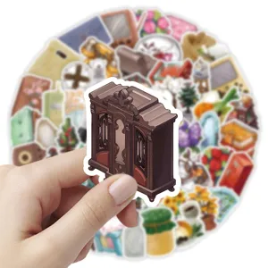 Cute vintage furniture aesthetic stickers for journaling, laptop, car, and luggage decoration.