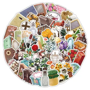 Cute home lifestyle cartoon decorative stickers set for journal, luggage, and laptop DIY.