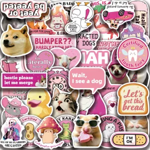 Pink funny meme stickers waterproof cute aesthetic vinyl decals for laptop water bottle phone