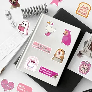 Pink funny meme stickers set, waterproof vinyl decal for journal, laptop, phone and water bottle.
