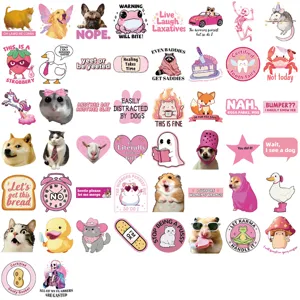 50 pcs pink funny stickers waterproof vinyl cute aesthetic graffiti decor for laptop cup
