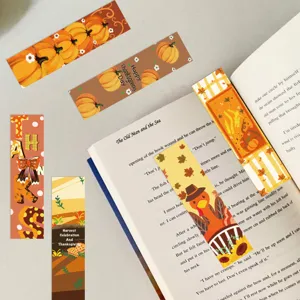 Set van papieren boekenleggers Thanksgiving herfst pompoen kalkoen voor boeken decoratief