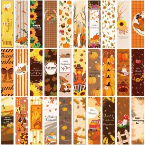 30st Thanksgiving boekenmakers herfst pompoen kalkoen papier leesplakjes bladwijzers