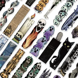 Retro Halloween shaped bookmarks set, 30 pieces paper reading page markers for students DIY.