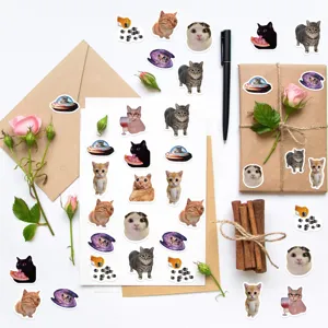 Schattige katten meme stickers esthetische waterdichte vinyl stickers voor journaling.