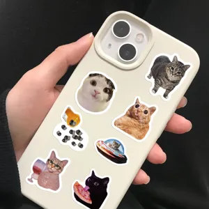 Grappige meme kat stickers waterdichte schattige poesjes decals voor telefoonhoesje agenda