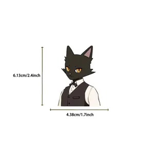 Detailansicht des schwarzen Katzen-Geld-Aufklebers, süßes Cartoon-Vinyl-Decal für Laptop-Dekor.
