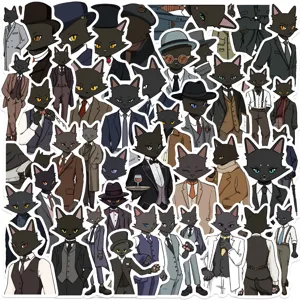 Süße Schwarze Katze Gentleman Cartoon Graffiti Aufkleber Wasserdichte Vinyl Abziehbilder Für Tagebuch Laptop Wasserflasche Handyhülle