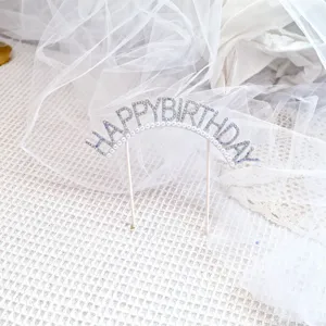 Perle strass Joyeux Anniversaire decoration de gateau pour fete evenement dessert table topper