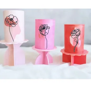 Minimalistiko Afstirimeno Zografismeno sto Heri Triantafyllo Tulip Akriliko Cake Topper Floral Inserts Genethlia Party