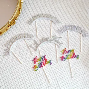 Ensemble de toppers de gateau joyeux anniversaire perles strass pour fete decoration