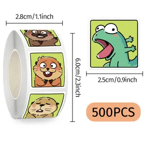 Cute cartoon beaver sticker roll 500pcs decorative waterproof labels for hand account diy crafts