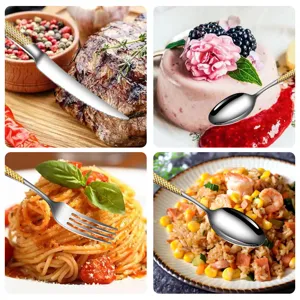 Stainless Steel Cutlery Set 24-Piece Diamond Texture Handle Knife Fork Spoon Tableware.