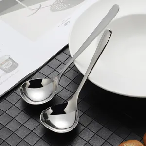 Japanese Style Stainless Steel Soup Spoon Long Handle Large Head Ramen Soup Shell Drinking Spoon Tableware
