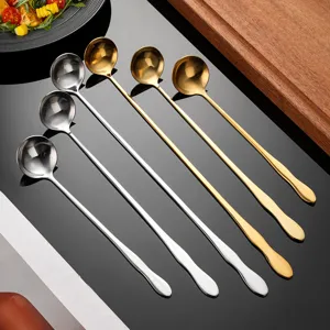 Stainless Steel Mixing Spoon Creative Gourd Handle Long Handle Coffee Spoon Hot Pot Seasoning Spoon Kitchen Tableware