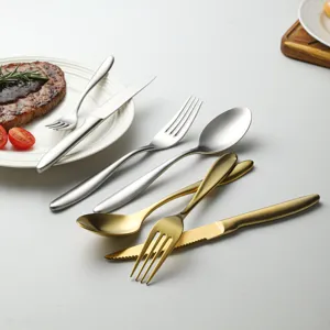 Stainless steel flatware set tableware gold silver fork knife spoon dining table