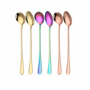 Stainless Steel Long Handle Spoon Coffee Mixing Spoon Dessert Ice Cream Spoon Modern Kitchen Tableware