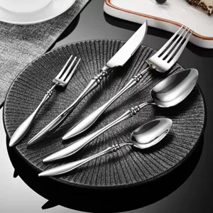 French Luxury 304 Stainless Steel Dinner Knife Fork Spoon Cutlery Set Elegant Beaded Handle Tableware For Kitchen Dining