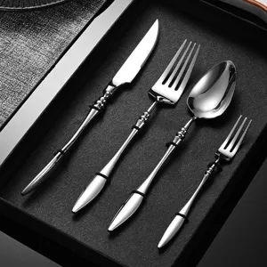 French luxury 304 stainless steel cutlery set, knife, fork and spoon table tableware.