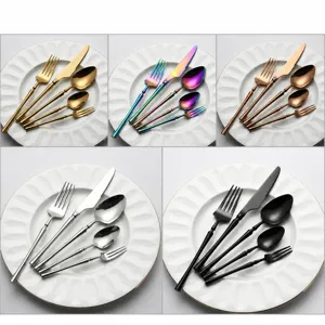 Stainless steel flatware set kitchen cutlery knife fork spoon set luxury tableware