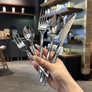 Luxury Stainless Steel Cutlery Set Diamond Cut Handle Tableware Knife Fork Spoon Kitchen Dining Table Accessories