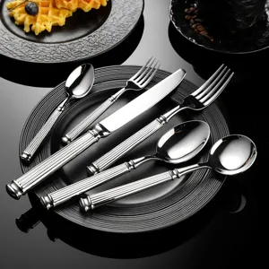 Set de couverts en acier inoxydable 304 design colonne romaine couteau fourchette cuillère cuisine