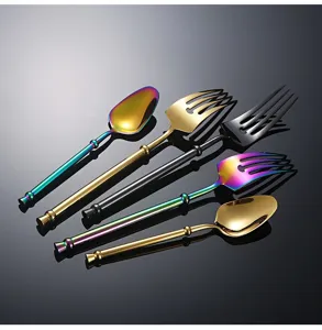 Stainless steel gradient color cutlery detail, elegant long handle design with round bead.