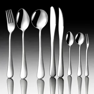 Stainless Steel Cutlery Set Dinner Knife Fork Spoon Dessert Spoon Mirror Polished Kitchen Tableware