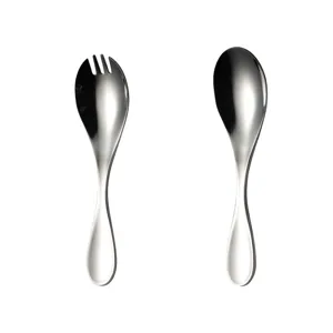 Stainless steel kids spoon fork set, durable baby feeding cutlery for daily toddler meals.