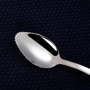 Stainless steel fruit puree spoon with serrated edge for baby baby food scraping tool main image