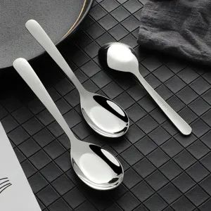 Stainless steel spoon set for home dining, durable kitchen flatware with sleek design.