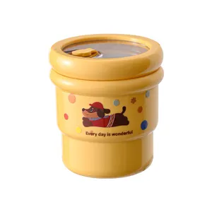 Cute dachshund print stainless steel portable coffee cup travel water mug yellow