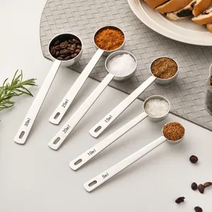 304 Stainless Steel Measuring Spoon Set Thickened Coffee Bean Baking Tool Long Handle Hanging Hole Kitchen Cooking