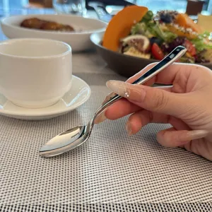 Cuchara de postre larga de acero inoxidable cuchara de café vajilla elegante porte