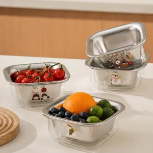 Panier d'égouttage double couche en acier inoxydable bol de lavage de légumes de cuisine