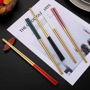 Chinese Style Stainless Steel Chopsticks Household Anti-Scald Square Chopsticks Mirror Polished Anti-Slip Tableware