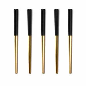 Stainless steel chopsticks home kitchen tableware black gold metal chopsticks main image