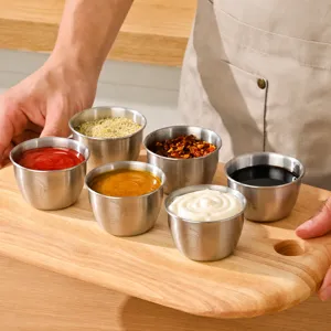 304 Stainless Steel Sauce Dish Seasoning Cup With Silicone Lid Cartoon Bear Ketchup Salad Bowl Kitchen Tableware