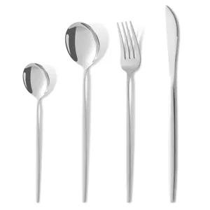 Stainless steel flatware set modern cutlery set kitchen table knife fork and spoon 4 pieces