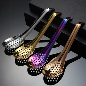 304 Stainless Steel Caviar Slotted Spoon Molecular Gastronomy Tool Kitchen Fine Mesh Filter Spoon Multi Color