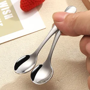 Mini 304 stainless steel spoon portable household coffee ice cream dessert mixing spoon.
