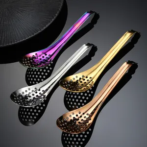 Stainless steel caviar spoon slotted spoon molecular gastronomy cooking tool set of four colors
