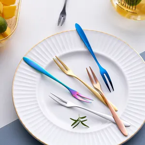 Edelstahl Fruchtgabeln Set Modern Minimalistisch Zweizinkig Dessert Kuchen Gabeln Polierte Spiegel Geschirr Zuhause Küche